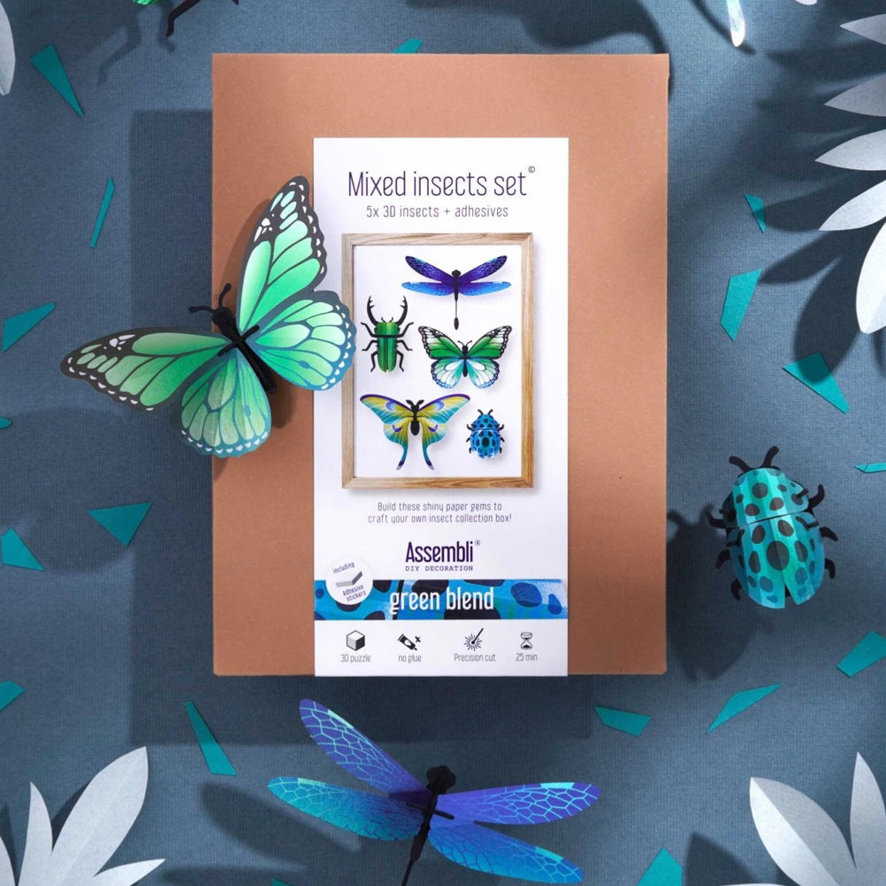 MIXED BUTTERFLY/INSECT SET 5 | GREEN BLEND