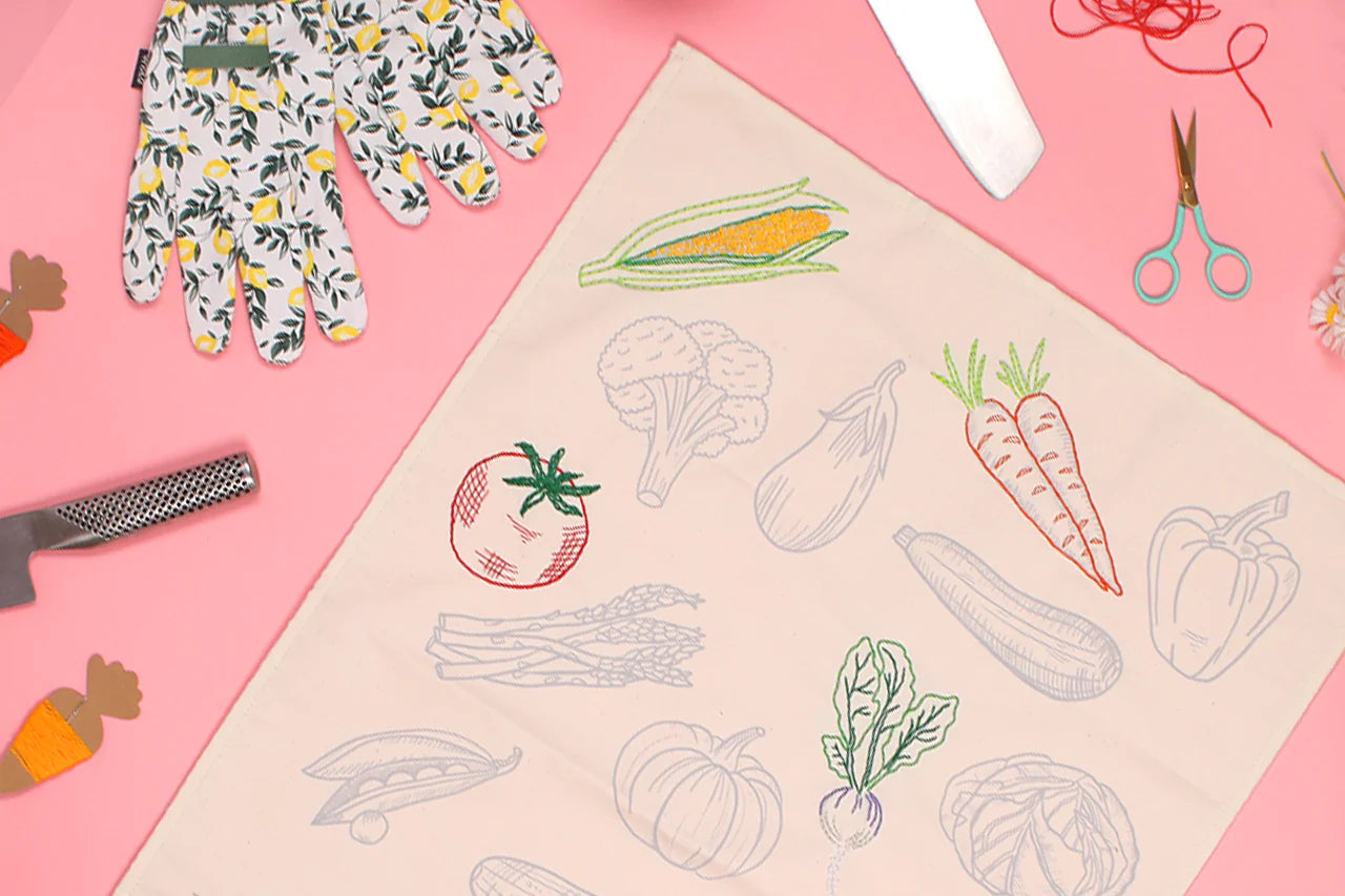 STITCH YOUR VEGETABLES TEA TOWEL