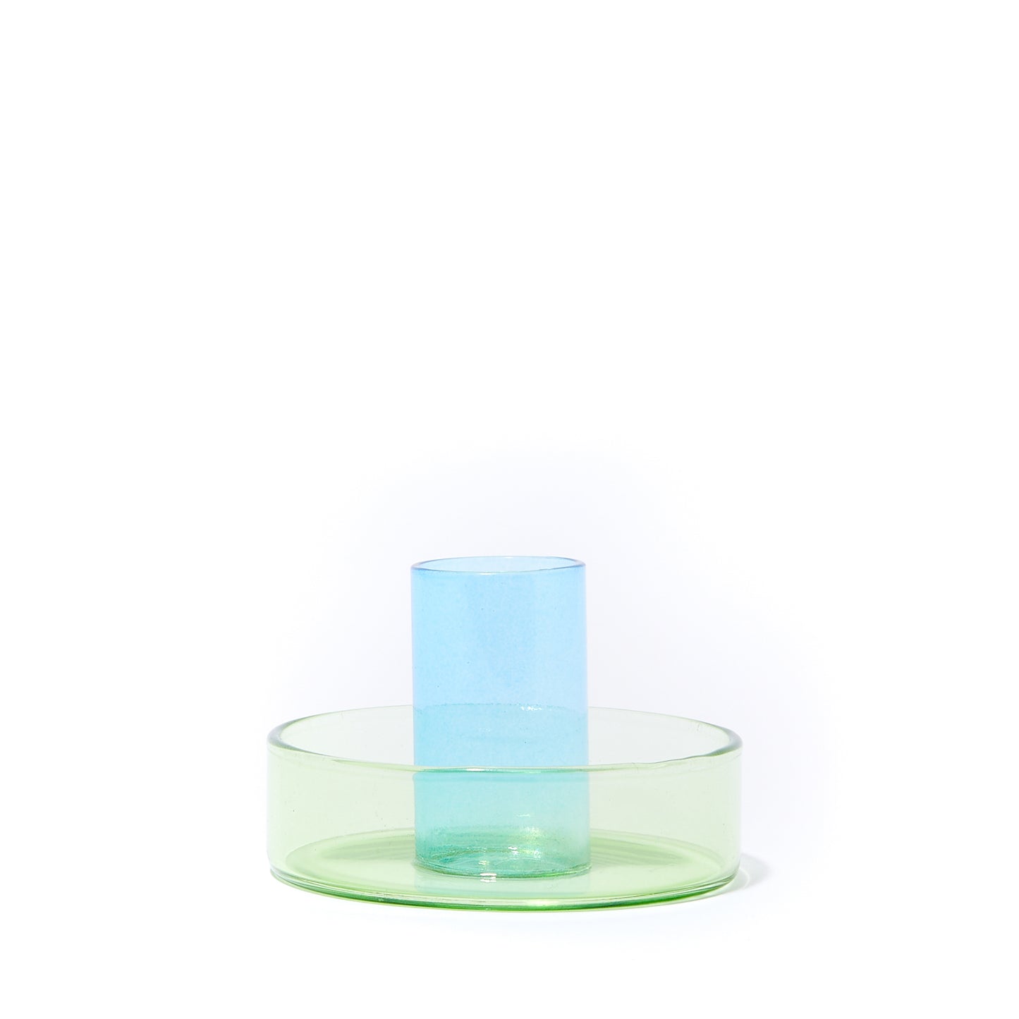 DUO TONE GLASS CANDLESTICK | GREEN & BLUE