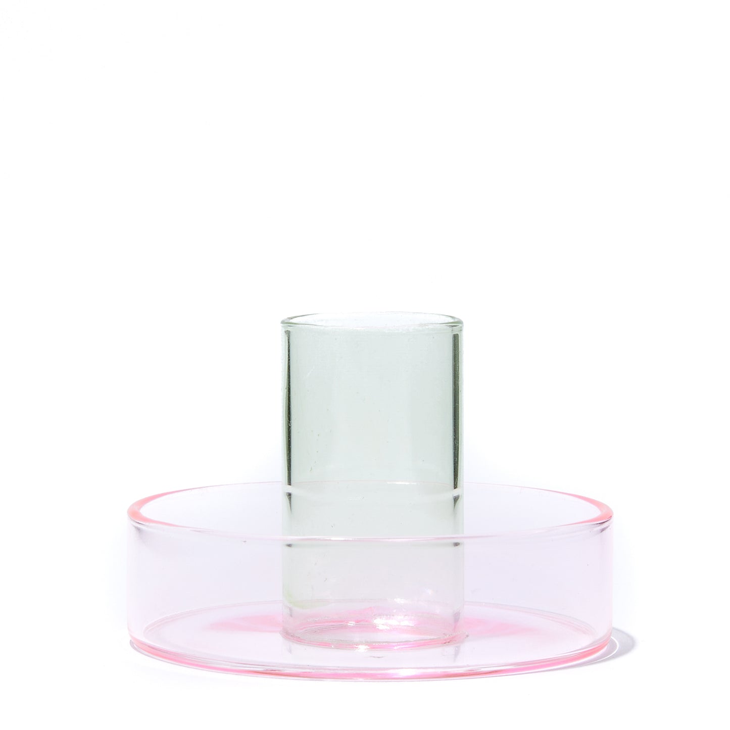 DUO TONE GLASS CANDLESTICK | PINK & GREEN