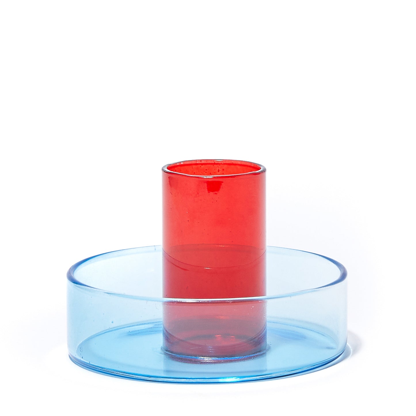 DUO TONE GLASS CANDLESTICK | BLUE & RED