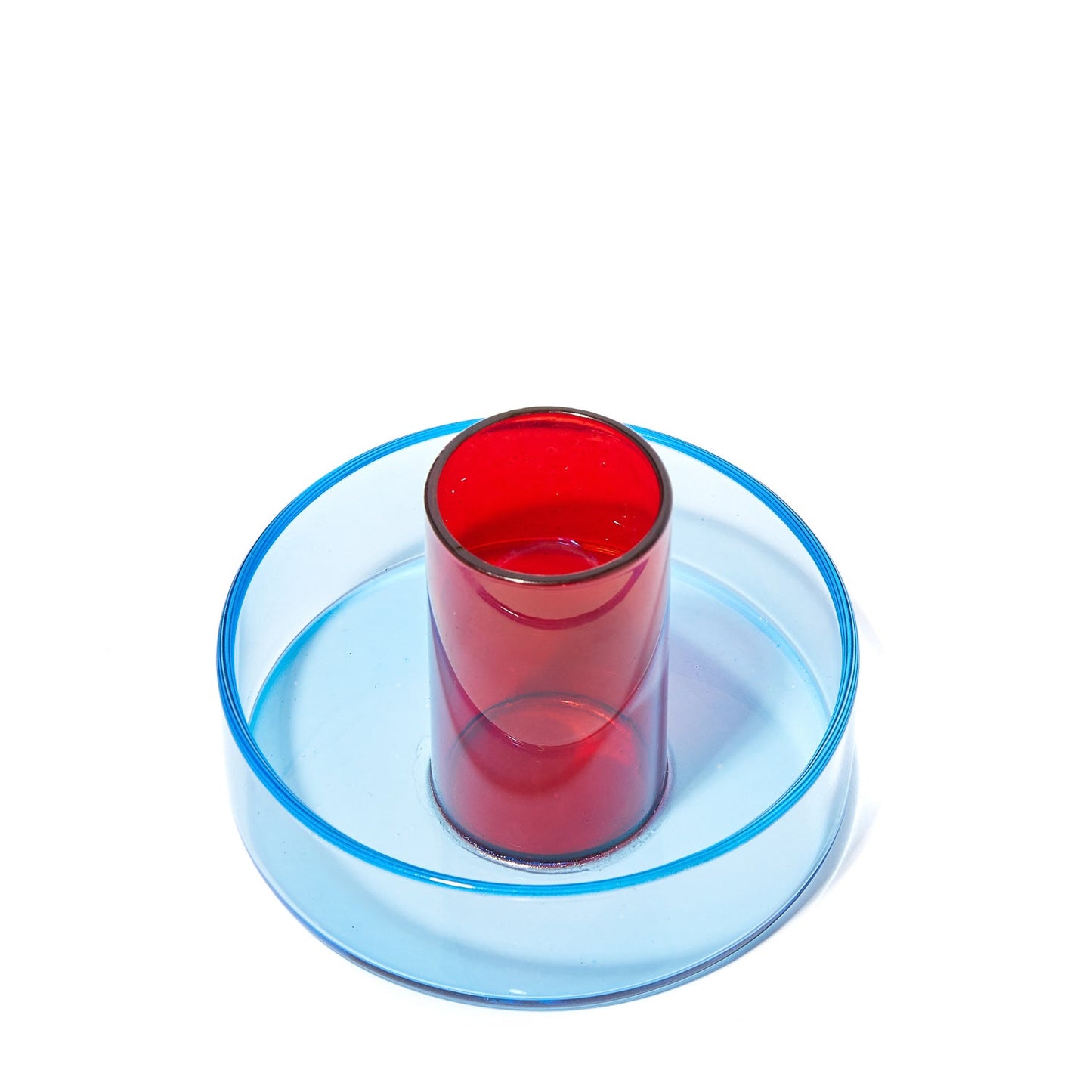 DUO TONE GLASS CANDLESTICK | BLUE & RED
