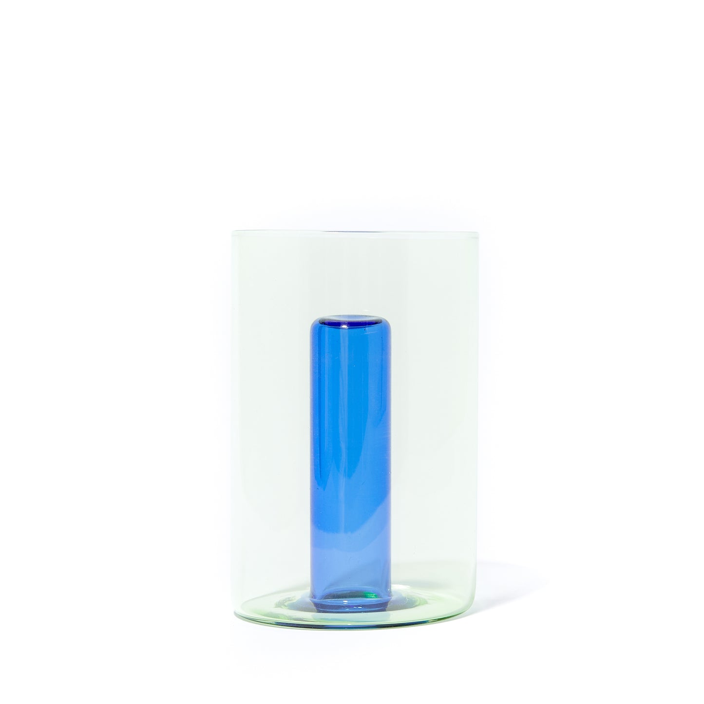 REVERSIBLE GLASS VASE SMALL | GREEN & BLUE