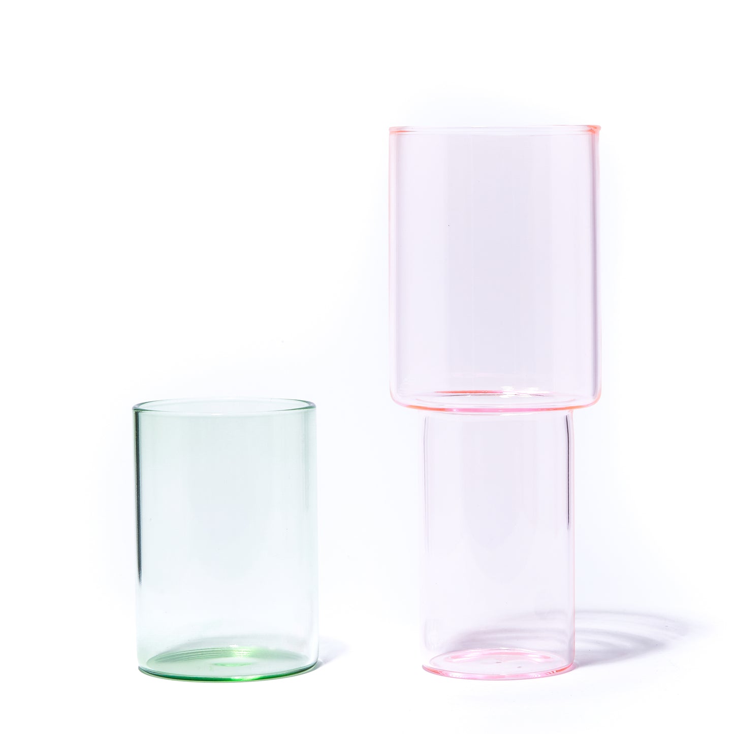 STACKING GLASS VASE | PINK & GREEN