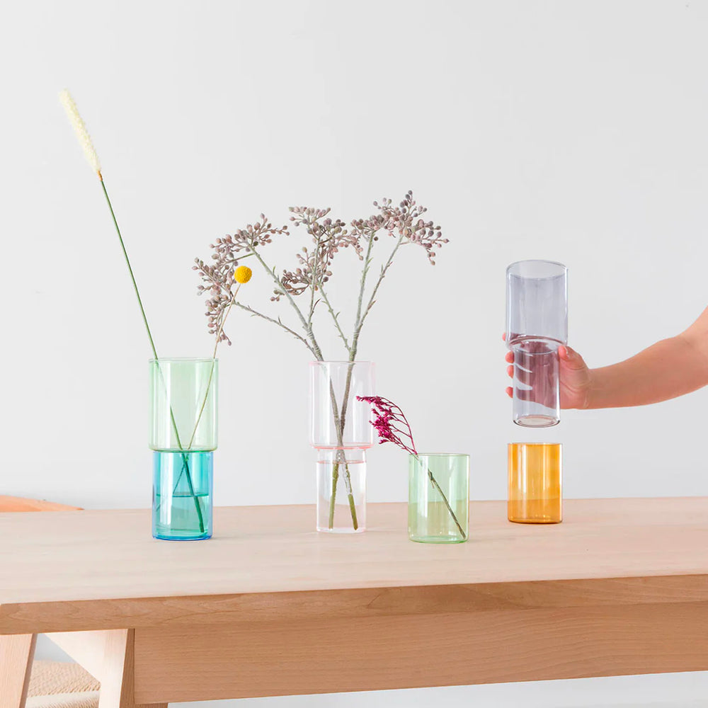 STACKING GLASS VASE | GREY & ORANGE