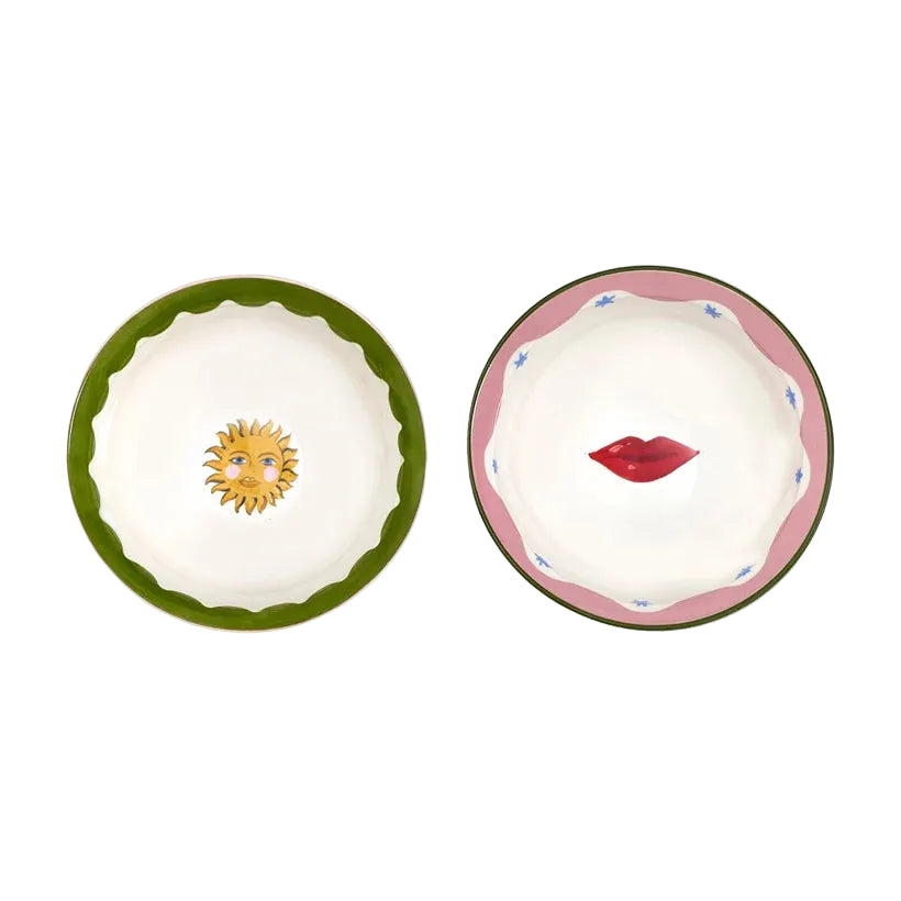 SET OF 2 NIBBLE PORCELAIN BOWLS | SUN & LIPS