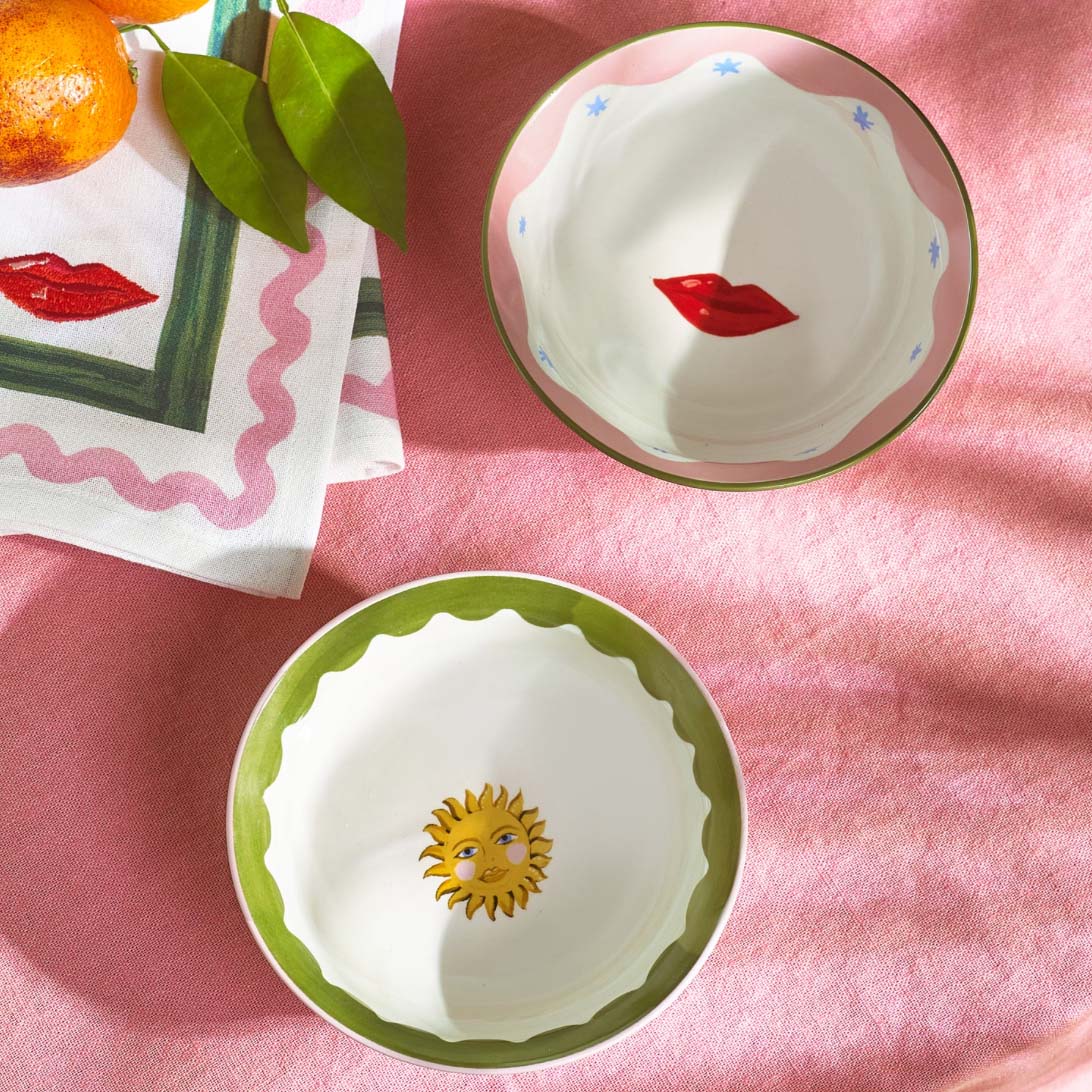 SET OF 2 NIBBLE PORCELAIN BOWLS | SUN & LIPS