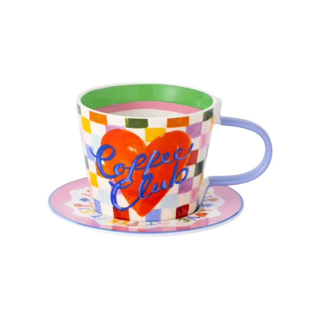 COFFEE CLUB STONEWARE CUP & SAUCER