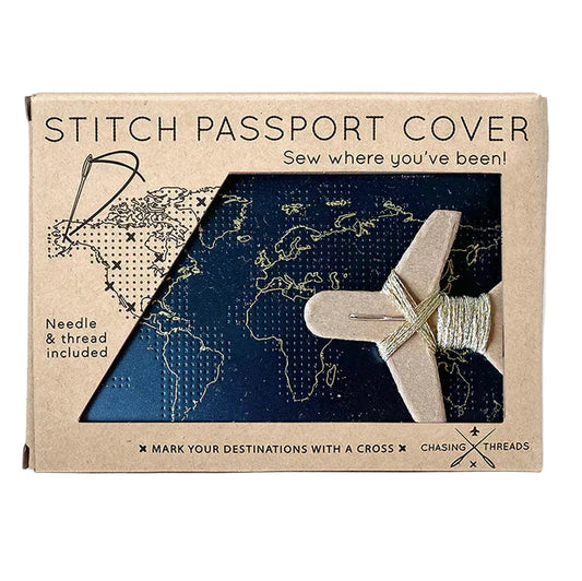 STITCH PASSPORT COVER | BLACK VEGAN LEATHER