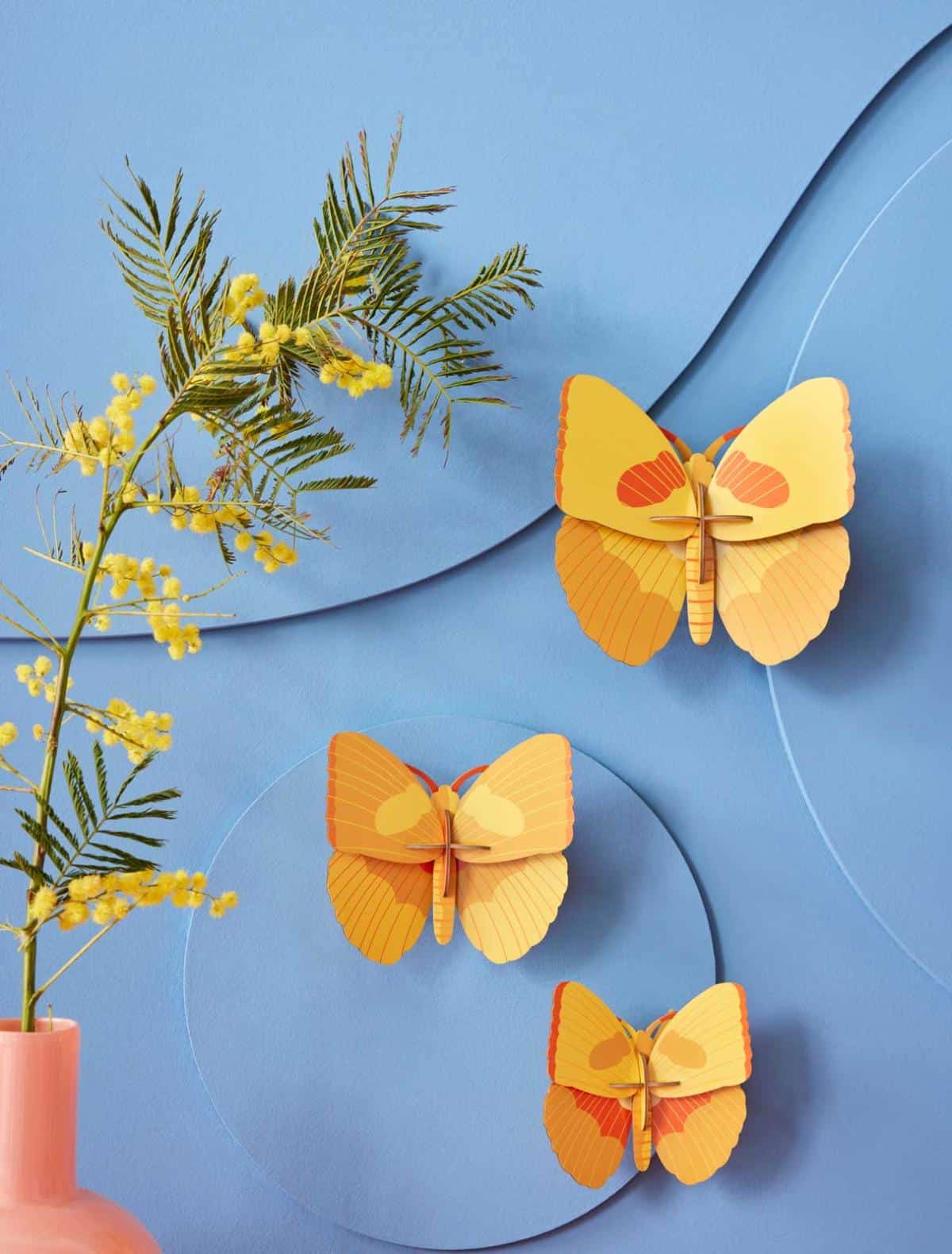 WALL ART | YELLOW BUTTERFLIES | SET OF 3