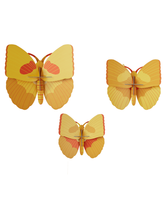 WALL ART | YELLOW BUTTERFLIES | SET OF 3