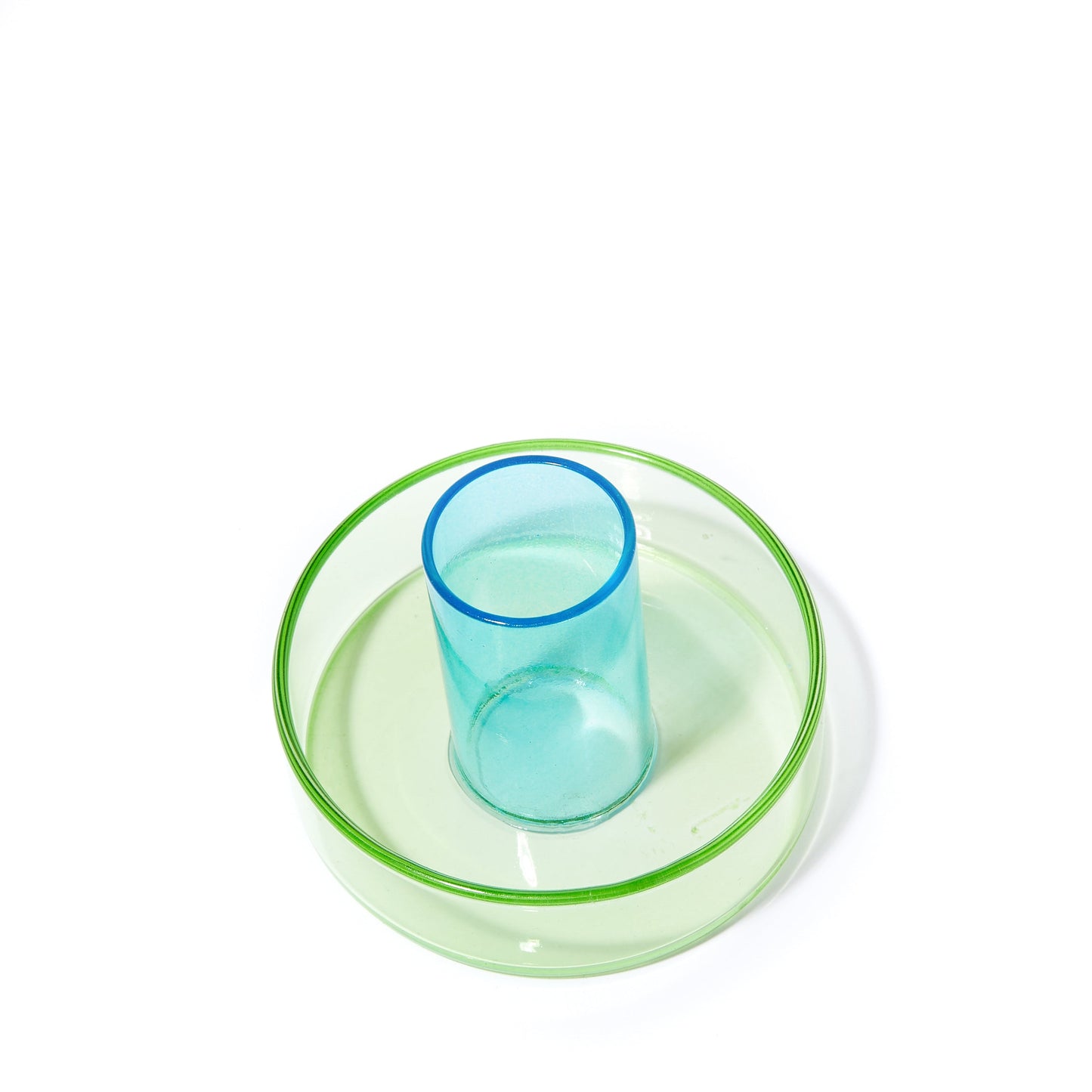 DUO TONE GLASS CANDLESTICK | GREEN &  BLUE