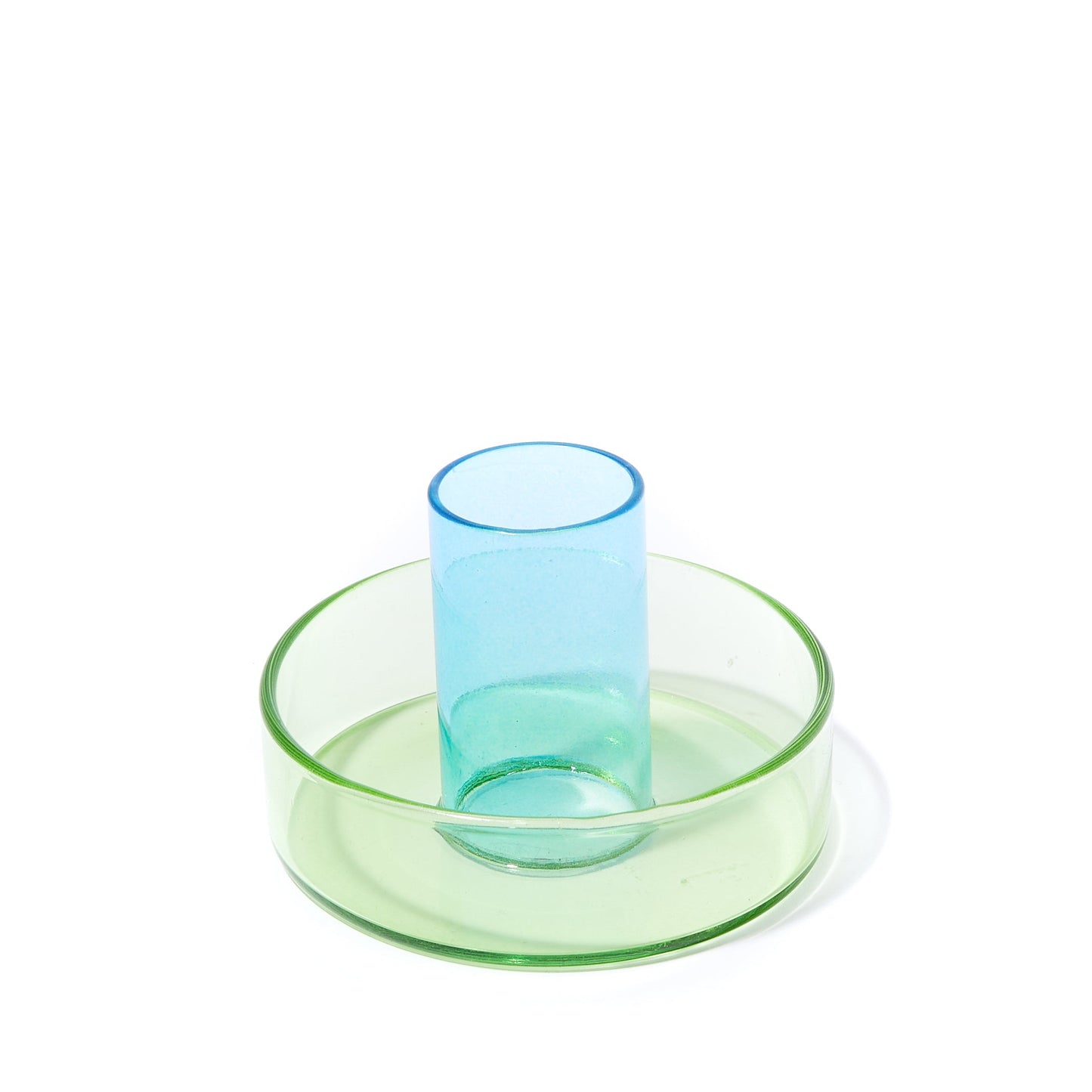 DUO TONE GLASS CANDLESTICK | GREEN &  BLUE