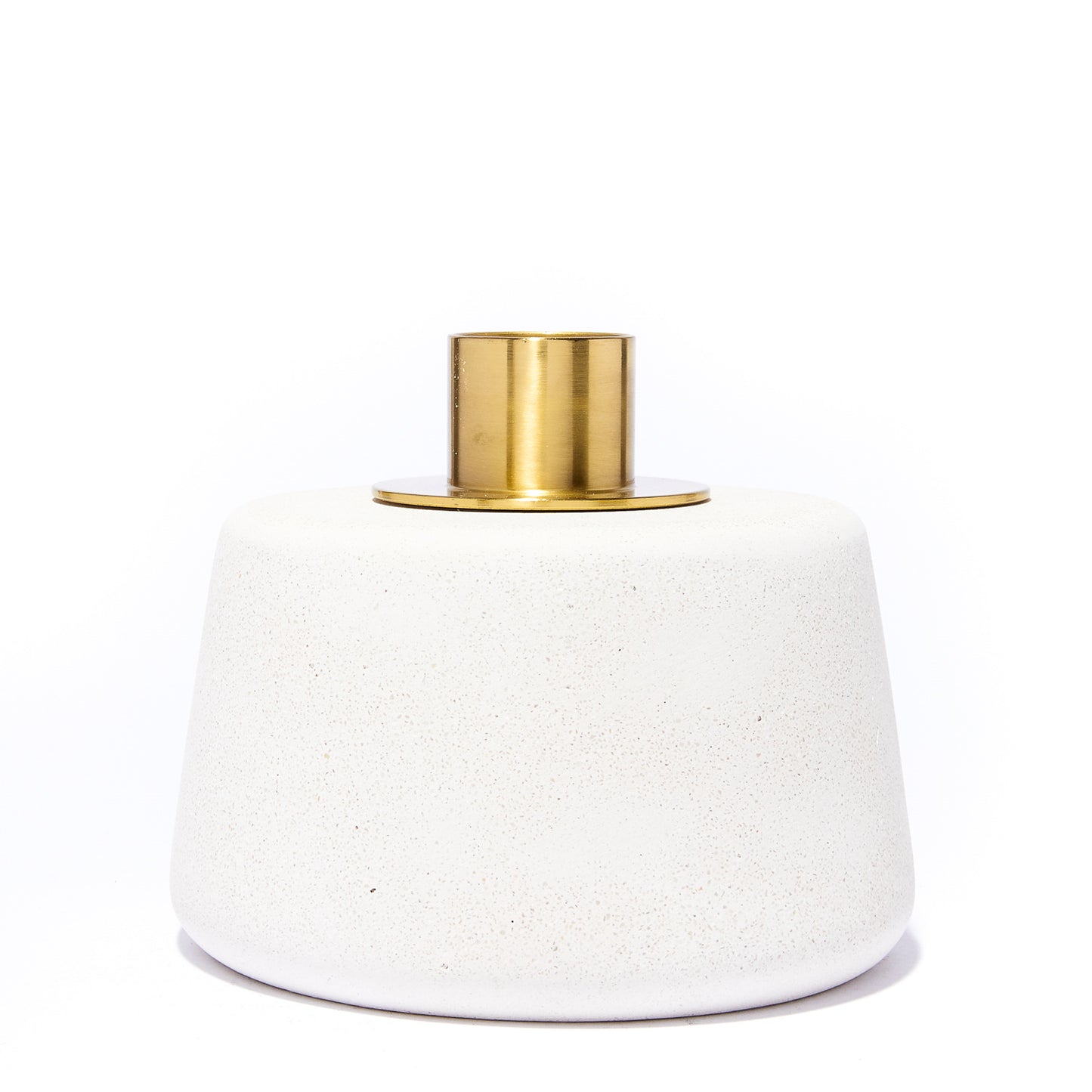 CONE CANDLEHOLDER LOW | WHITE & BRASS