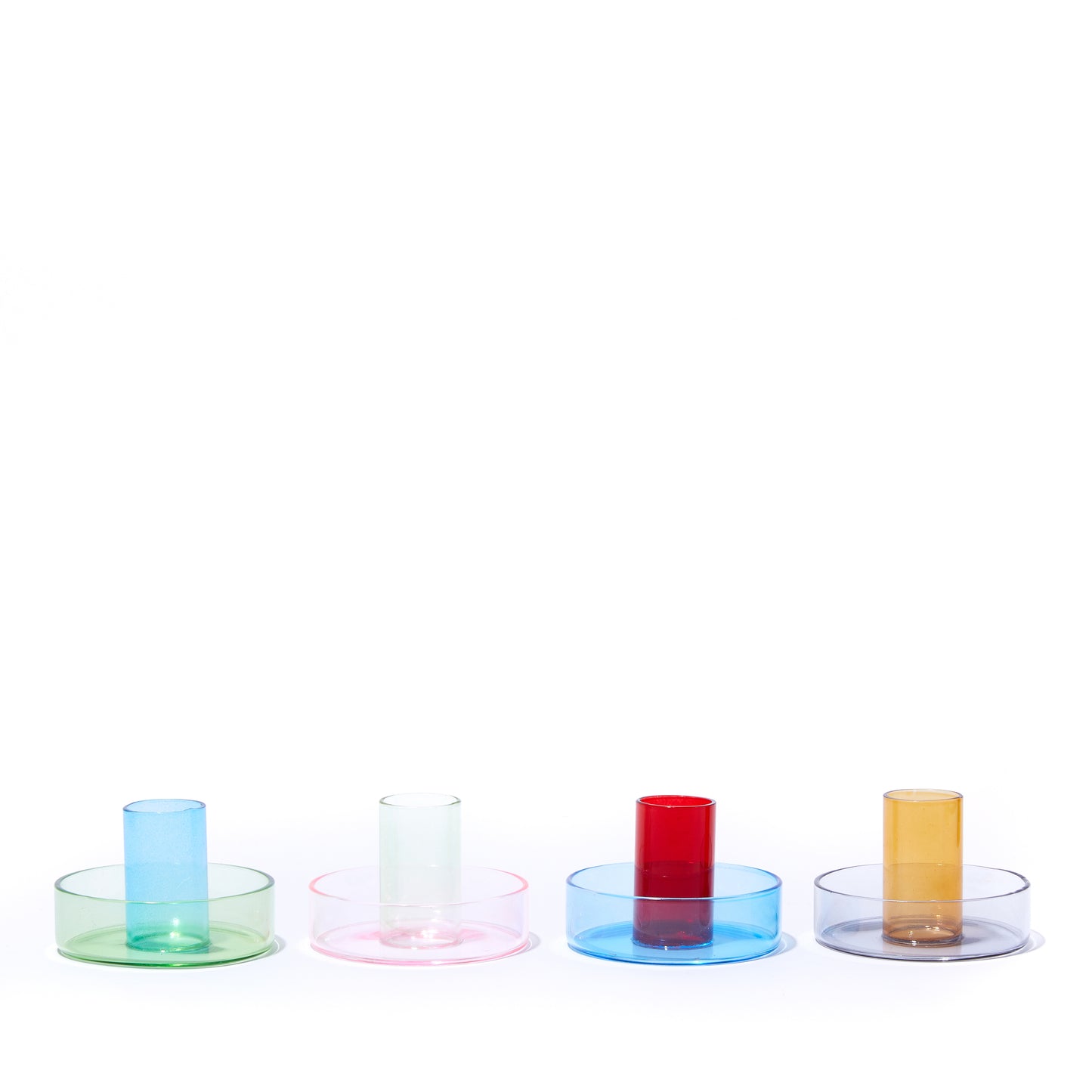 DUO TONE GLASS CANDLESTICK | PINK & GREEN