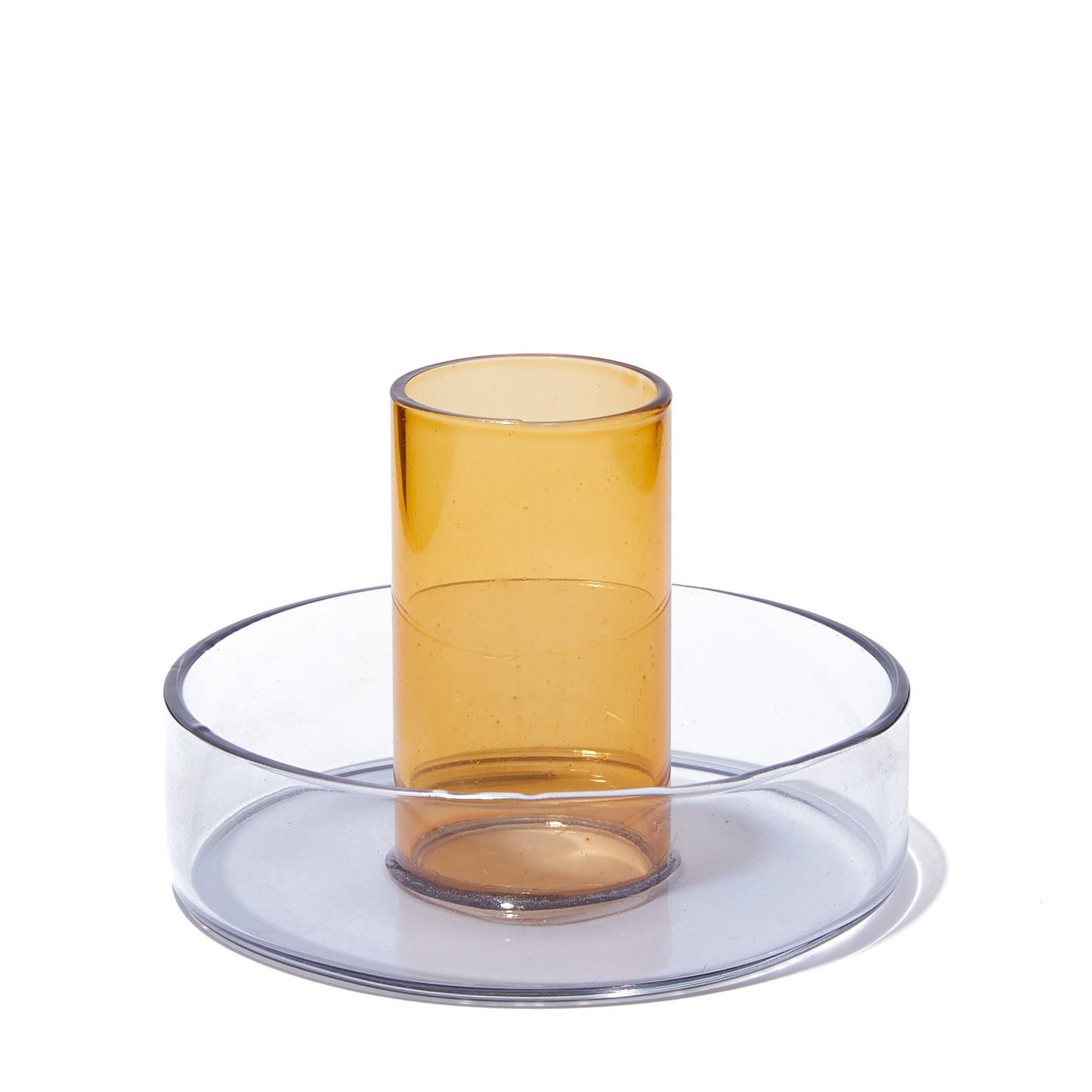 DUO TONE GLASS CANDLESTICK | GREY & ORANGE