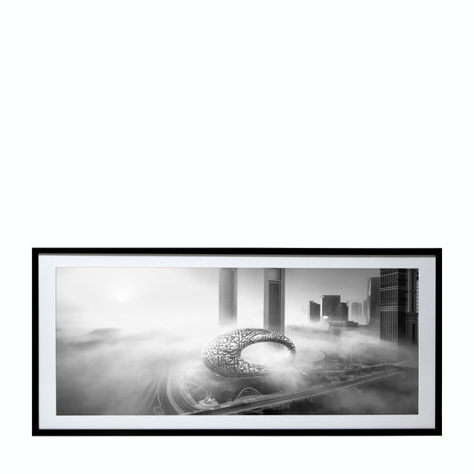 MOTF BUILDING CLOUD SUNSET MONOCHROME 120X55CM FRAMED