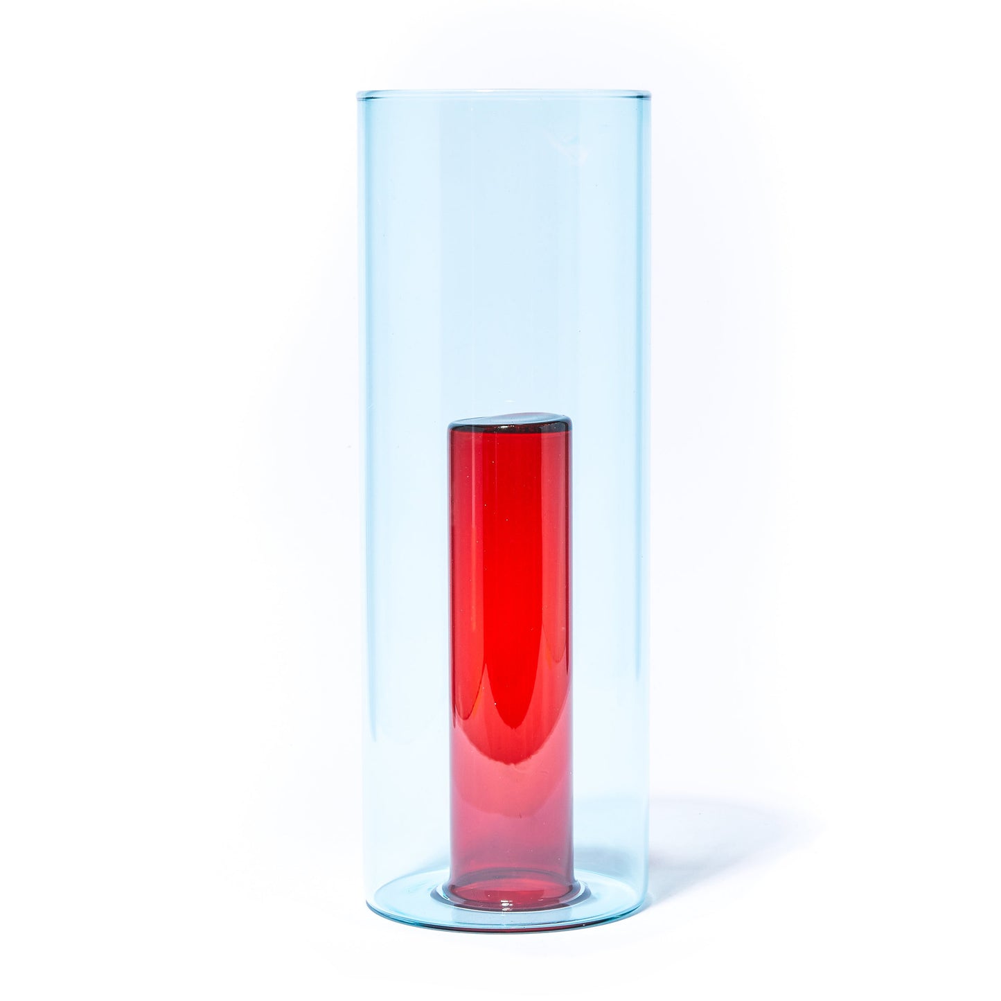 REVERSIBLE GLASS VASE LARGE | BLUE & RED