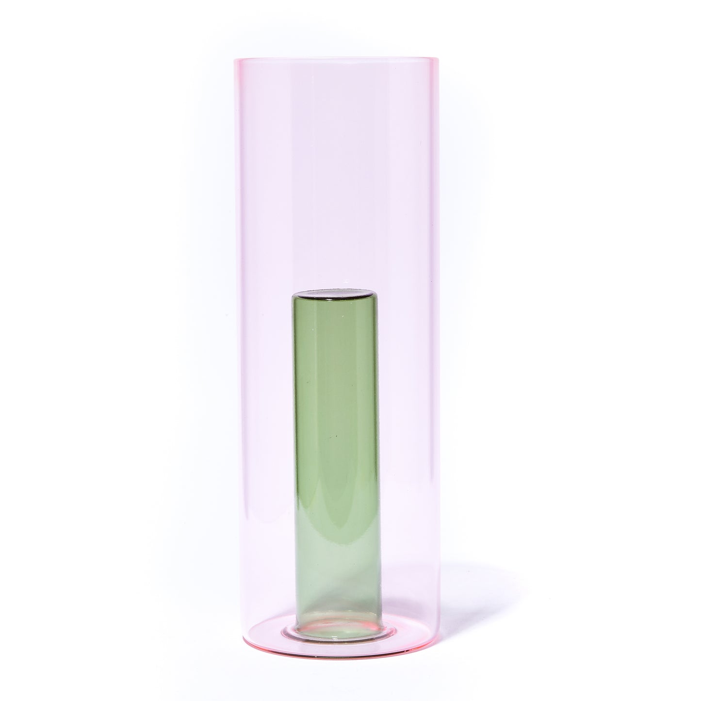 REVERSIBLE GLASS VASE LARGE | PINK & GREEN