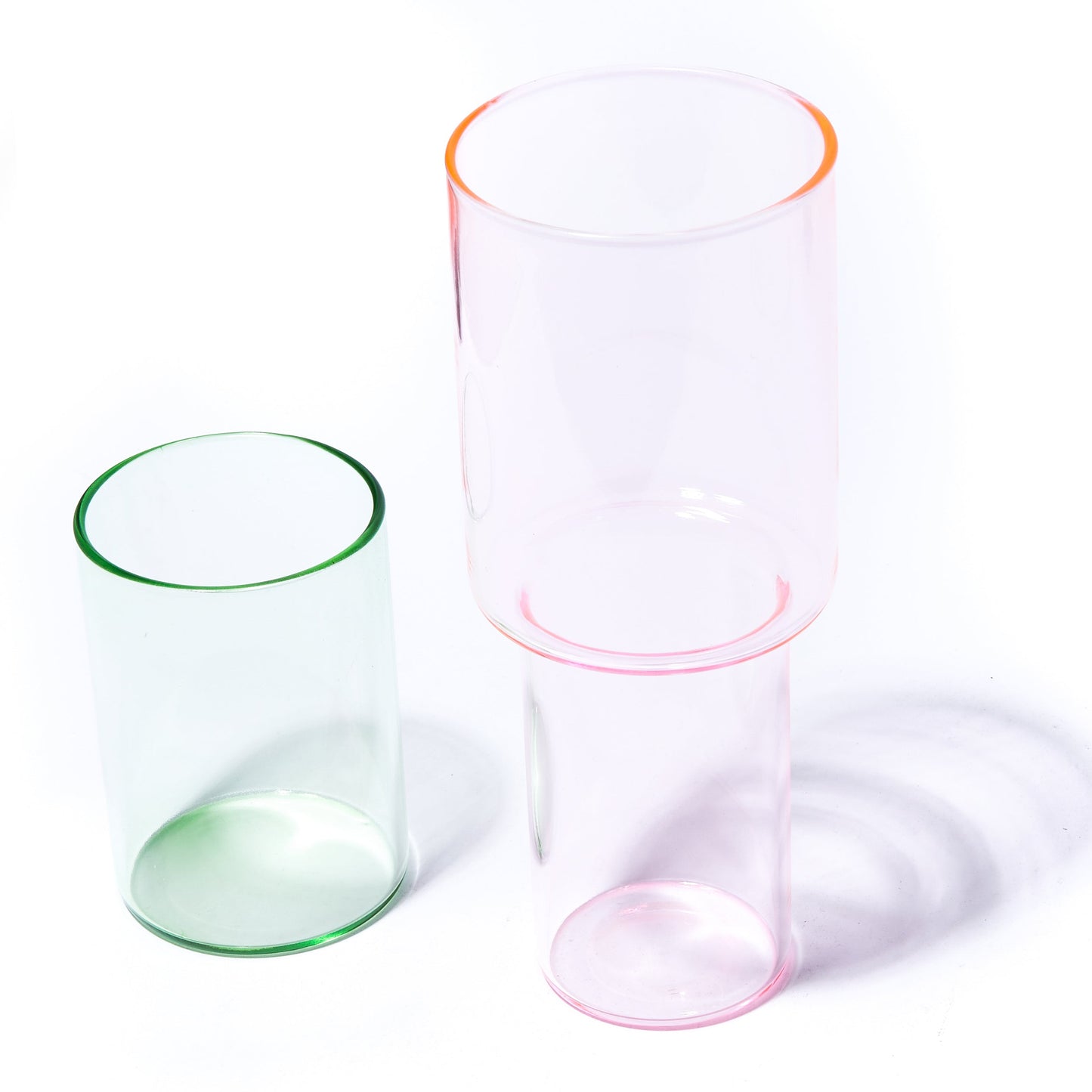 STACKING GLASS VASE | PINK & GREEN